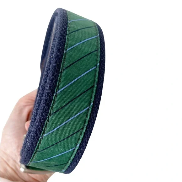 Vineyard Vines Belt Green Navy Blue Stripe Whale Emblem Preppy Academia Size 32 - Picture 2 of 9